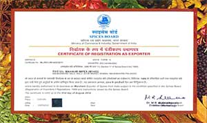 Spices Board Certificate Image